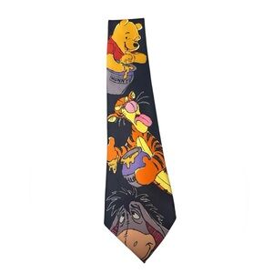Disney Tie with Winnie the Pooh and Friends - Black and Orange